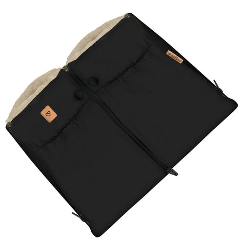 Mufki dwuczęściowe do wózka z owczą wełną Nordico black Black - Zaffiro