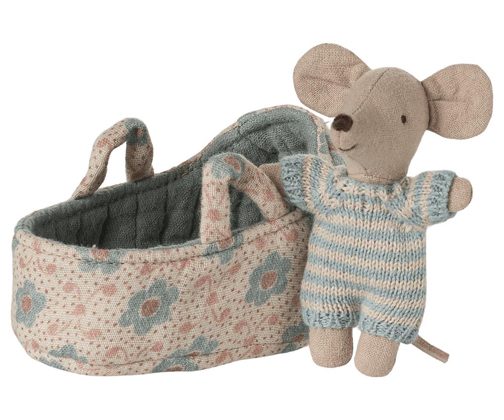 Myszka Baby w łóżeczku - Niebieska Blue - Maileg