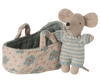 Myszka Baby w łóżeczku - Niebieska Blue - Maileg