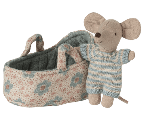 Myszka Baby w łóżeczku - Niebieska Blue - Maileg