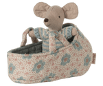 Myszka Baby w łóżeczku - Niebieska Blue - Maileg