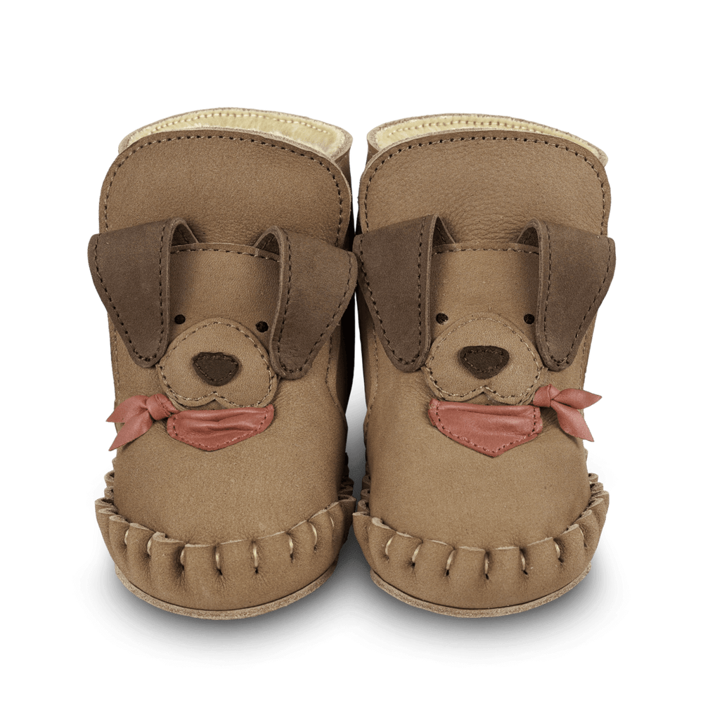 Ocieplane skórzane buty niemowlęce Junus Booties Truffle Nubuck - Donsje