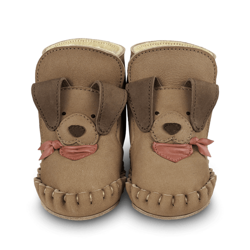 Ocieplane skórzane buty niemowlęce Junus Booties Truffle Nubuck - Donsje