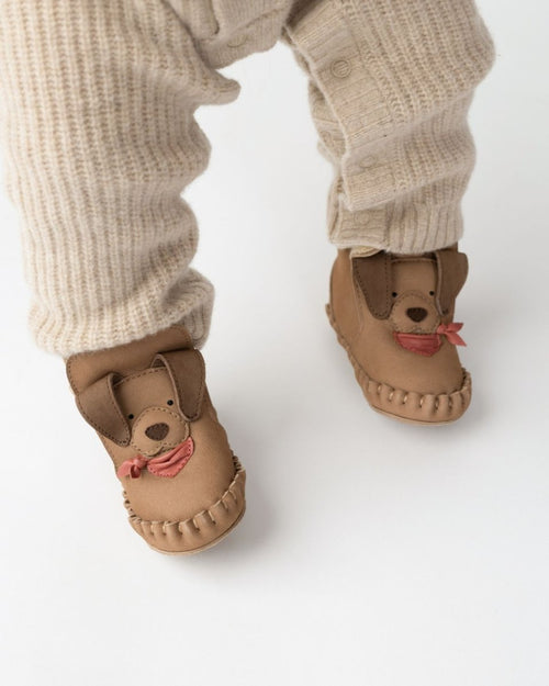 Ocieplane skórzane buty niemowlęce Junus Booties Truffle Nubuck - Donsje