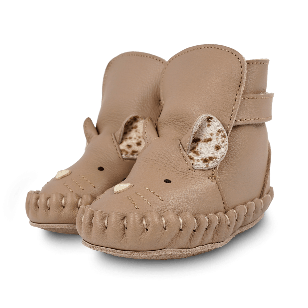 Ocieplane skórzane buty niemowlęce Kapi Exclusive Booties Mouse Praline Leather - Donsje