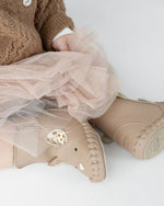 Ocieplane skórzane buty niemowlęce Kapi Exclusive Booties Mouse Praline Leather - Donsje