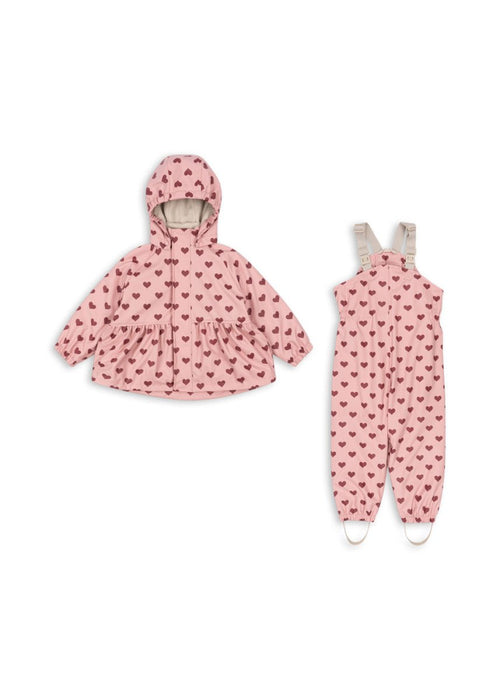 Ocieplany komplet przeciwdeszczowy Rainy Palme Set Amour Pink - KONGES SLØJD