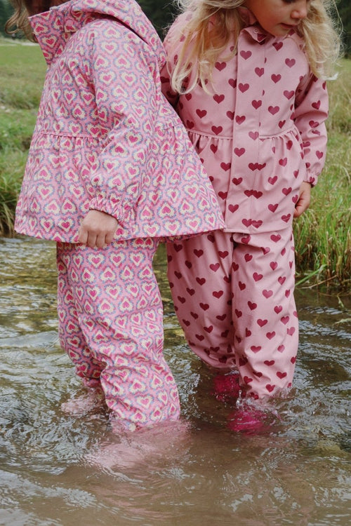 Ocieplany komplet przeciwdeszczowy Rainy Palme Set Amour Pink - KONGES SLØJD
