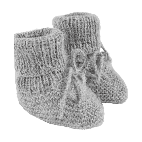 Ręcznie dziergane buty niechodki z wełny Alpaki Light Grey - Huttelihut
