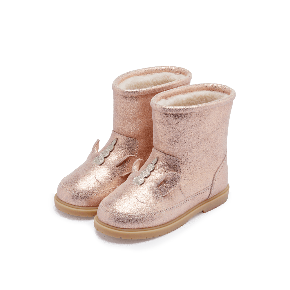 Skórzane buty ocieplane wełną Xelly Boots Unicorn Powder Metallic Leather - Donsje