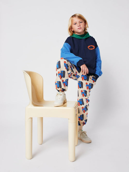 Spodnie dresowe z bawełny organicznej na gumce Off White - Bobo Choses
