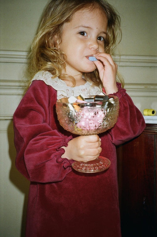 Sukienka welurowa Venola dress Red Dahlia - KONGES SLØJD