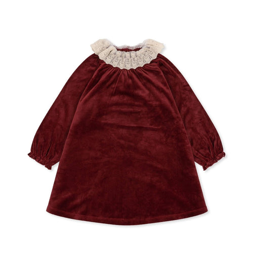 Sukienka welurowa Venola dress Red Dahlia - KONGES SLØJD