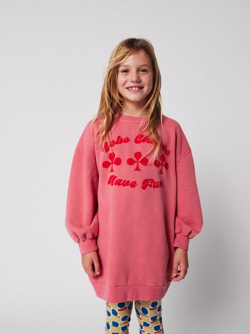 Sukienka z bawełny organicznej oversize Have Fun Pink - Bobo Choses