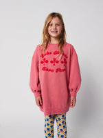 Sukienka z bawełny organicznej oversize Have Fun Pink - Bobo Choses
