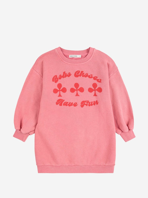 Sukienka z bawełny organicznej oversize Have Fun Pink - Bobo Choses