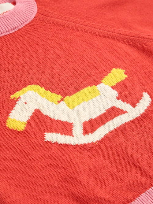 Sweter z bawełny organicznej Red - Bobo Choses