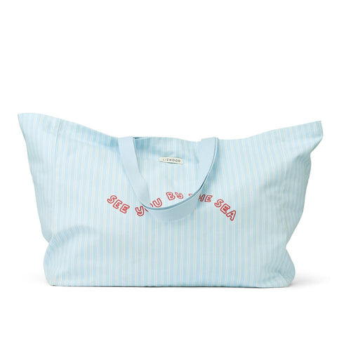 Torba bawełniana Big Totebag See you by the sea / Stripe pure sky - Liewood