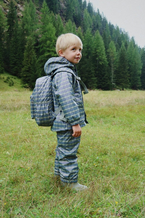 Wodoodporny plecak dla dzieci Rainy Kids MIDI Laurel Blue Check - KONGES SLØJD