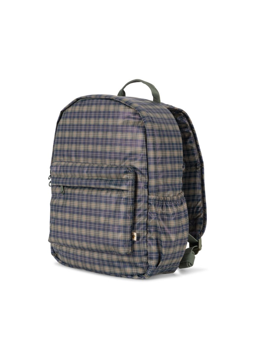 Wodoodporny plecak dla dzieci Rainy Kids MIDI Laurel Blue Check - KONGES SLØJD