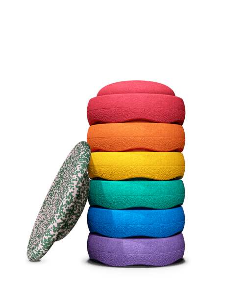Zestaw 6+1 krążków sensorycznych do zabaw ruchowych Blush Special Rainbow Set Original - Stapelstein