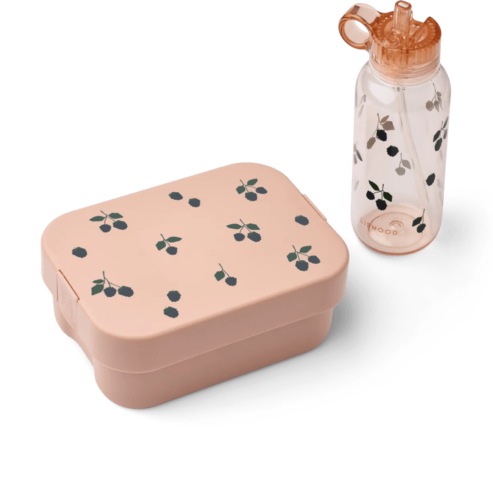 Zestaw lunchbox ze sztućcami z butelką Tritanową Chelsey Berry / Pale Tuscany - Liewood