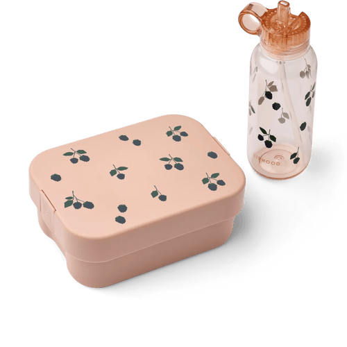 Zestaw lunchbox ze sztućcami z butelką Tritanową Chelsey Berry / Pale Tuscany - Liewood
