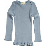 Bezszwowa bluzka z mieszanki jedwabiu i bawełny - Belfast Clear Blue - Minimalisma