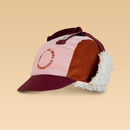 Ciepła czapka uszatka z daszkiem Pink snow - Happymess