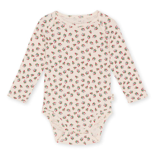 Ponadczasowe body z długim rękawem z bawełny organicznej classic FLEUR TRICOLORE - KONGES SLØJD