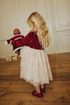 Welurowa sukienka dziecięca z tiulową spódnicą RED DAHLIA - KONGES SLØJD